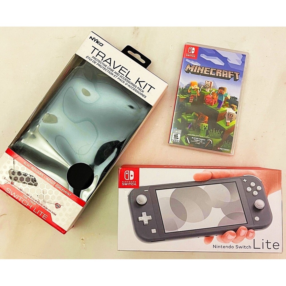 Nintendo Switch Lite (Grey) w/ Minecraft Awesome Game